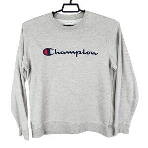 Mens Heather Grey Champion Sweatshirt Crewneck Long Sleeve Size L